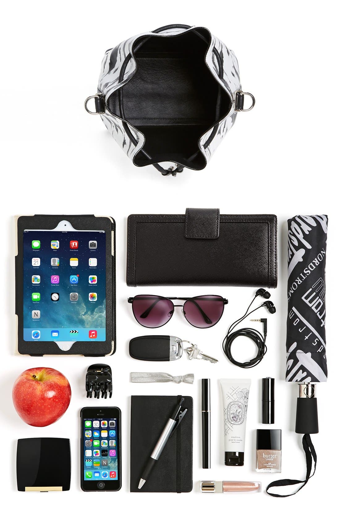 Proenza Schouler 'Medium' Feather Print Leather Bucket Bag, Alternate, color, 