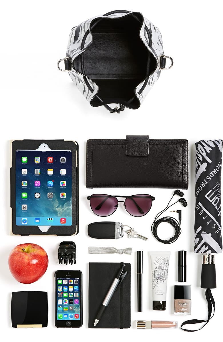 Proenza Schouler 'Medium' Feather Print Leather Bucket Bag, Alternate, color,