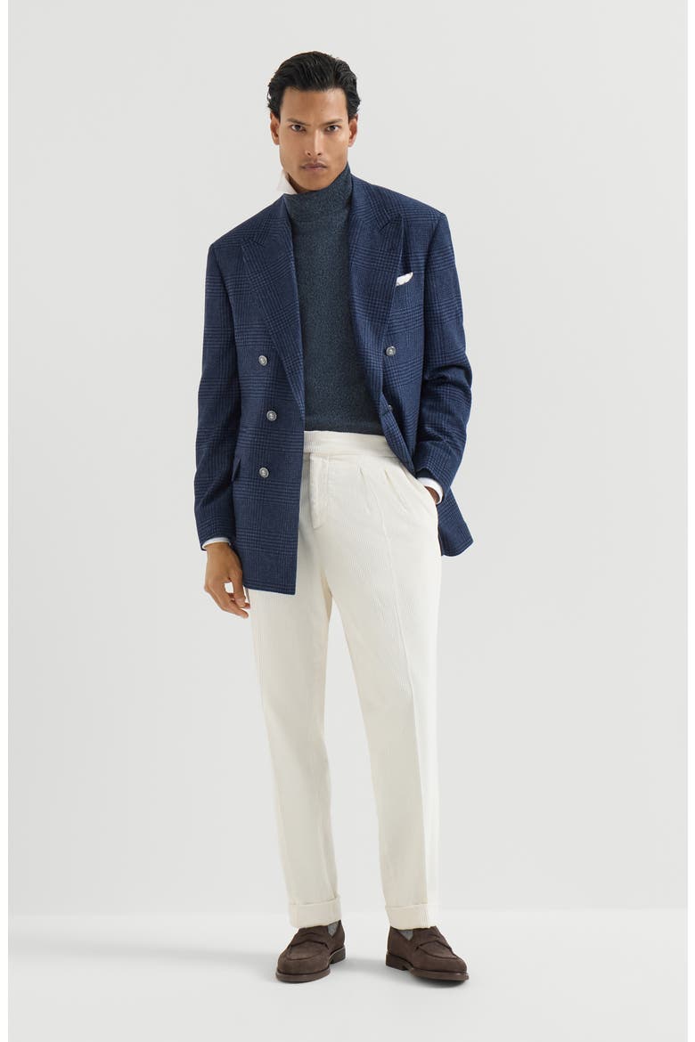 Mouliné cashmere turtleneck sweater, Alternate, color, Denim