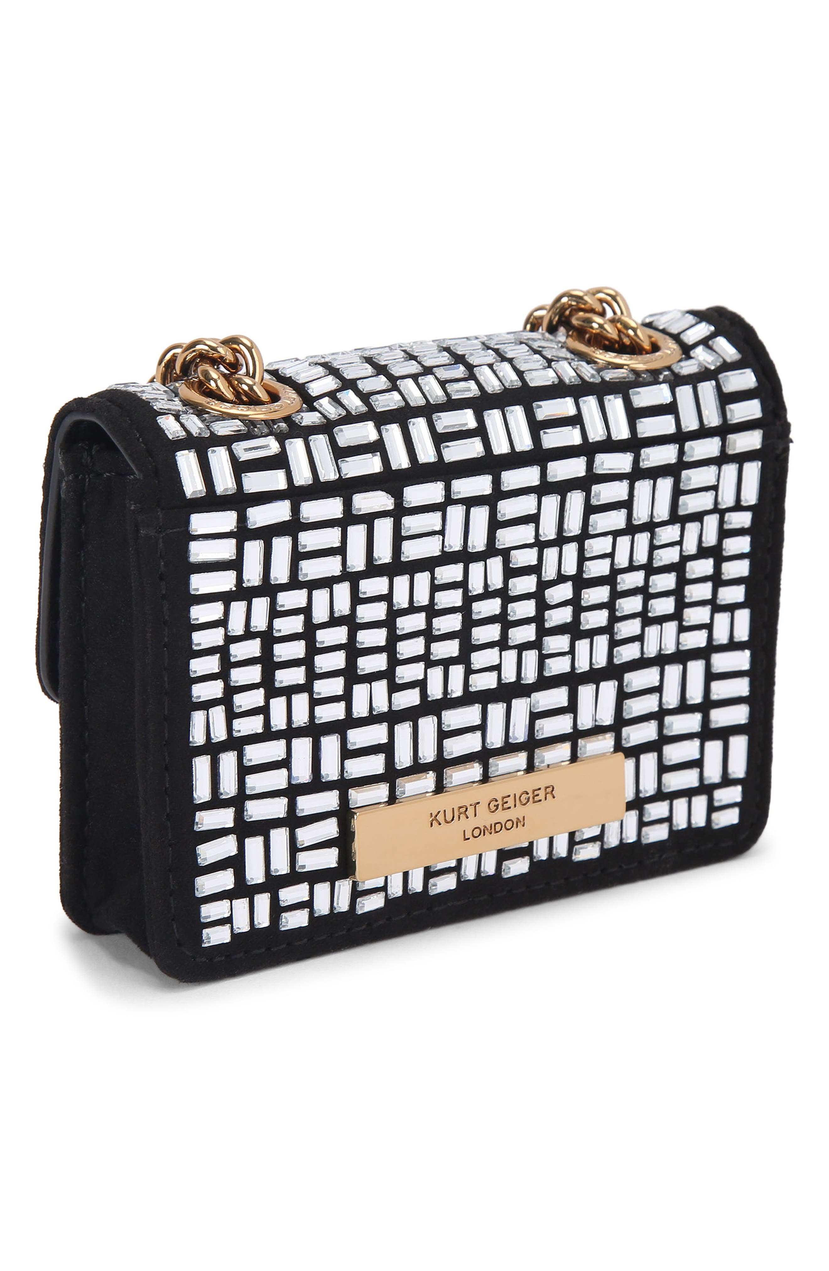 Kurt Geiger London Micro Kensington Faux Leather Crossbody Bag, Alternate, color, Charcoal