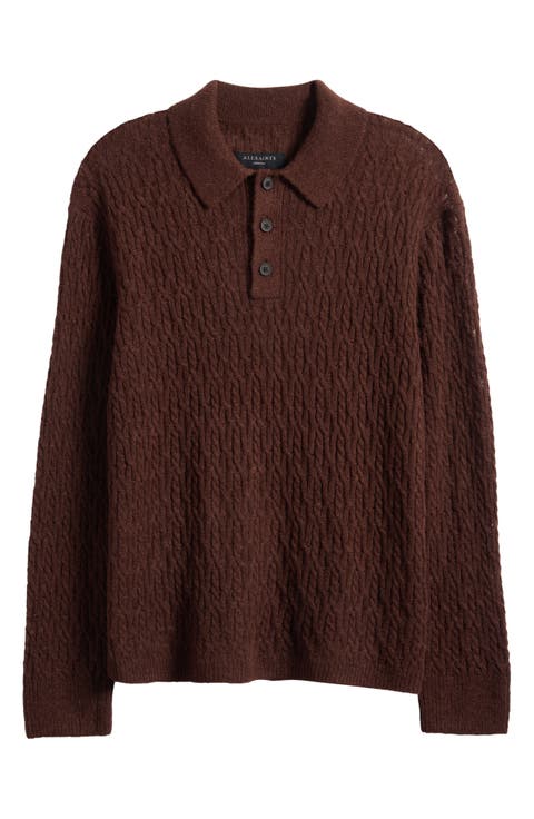 Cyclone Cabled Long Sleeve Polo Sweater