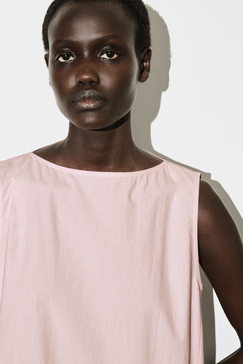 Dropped-hem Cotton Midi Dress, Alternate, color, LIGHT PINK