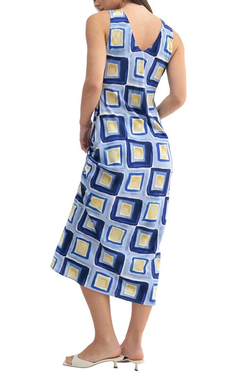 Mila Mae Abstract Floral Maxi Dress In Blue Combo