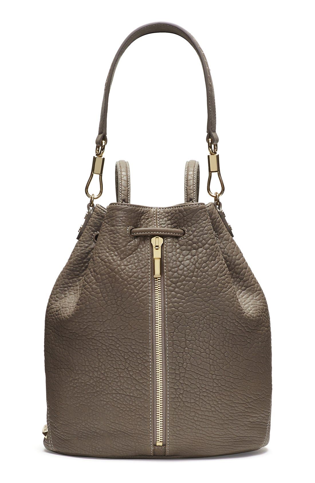 'Cynnie' Leather Sling Backpack, Main, color, KOALA