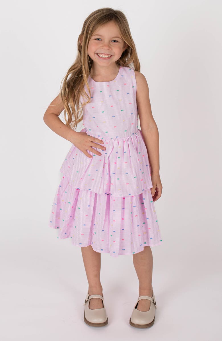 Popatu Kids' Stripe Clip Dot Party Dress, Main, color, Pink