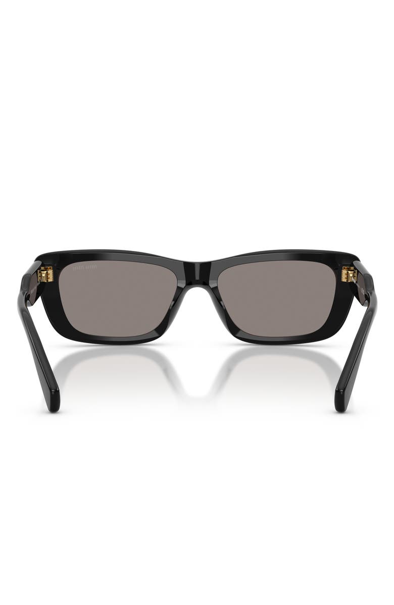 Miu Miu 56mm Rectangular Sunglasses, Alternate, color, Black / Dark Grey