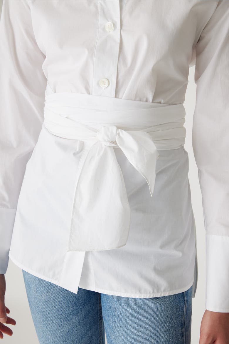 Poplin Wrap Blouse, Alternate, color, MILK