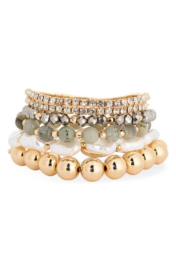 Tasha 6-pack Beaded Rhinestone Stretch Bracelets In Multi