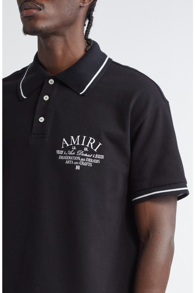 Arts District Embroidered Cotton Piqué Polo, Alternate, color, BLACK
