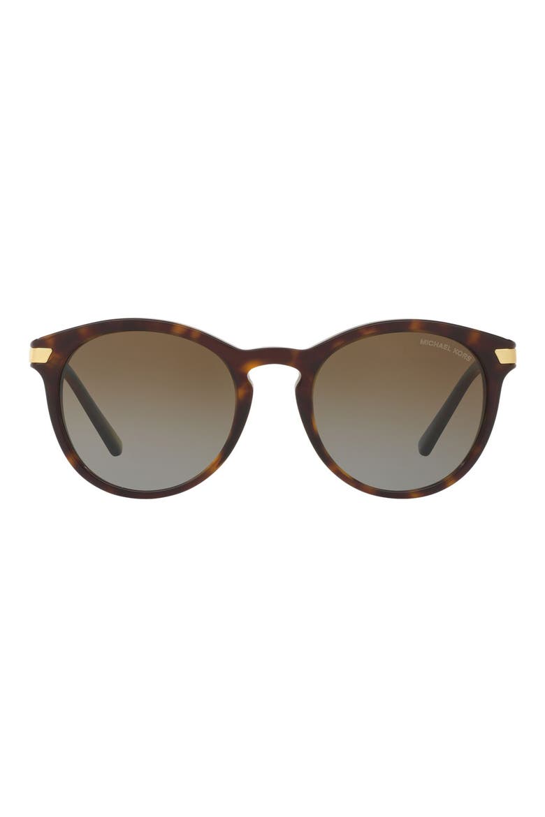 53mm Polarized Round Sunglasses, Main, color, TORTOISE/ GOLD/ BROWN GRADIENT