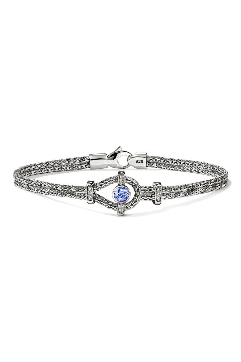 Icon Sterling Silver Tanzanite & Diamond Bracelet, Main, color, SILVER