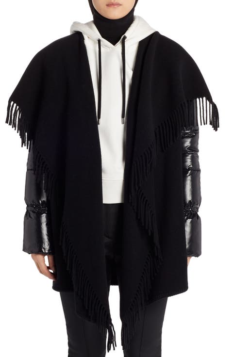 Mantella Down Puffer Sleeve Wool Cape Coat