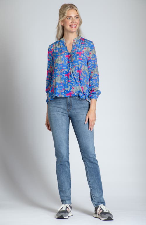 APNY APNY PRINT TASSEL SURPLICE CHIFFON TOP