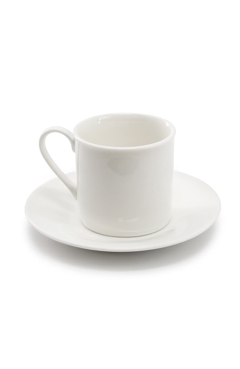 Elama Aspin 12 Piece 2.5 Ounce Porcelain Espresso Cup Set with Saucers, Alternate, color, White