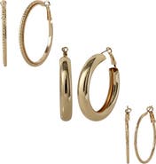 Jessica Simpson 3-Piece Textured Gold-Tone Hoop Earring Set