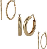 Jessica Simpson 3-Piece Textured Gold-Tone Hoop Earring Set
