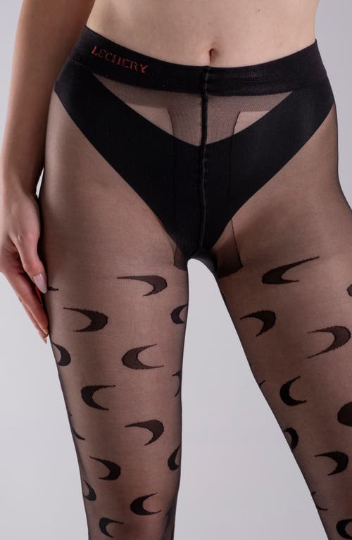 Lechery ® Moon Pattern Tights In Black