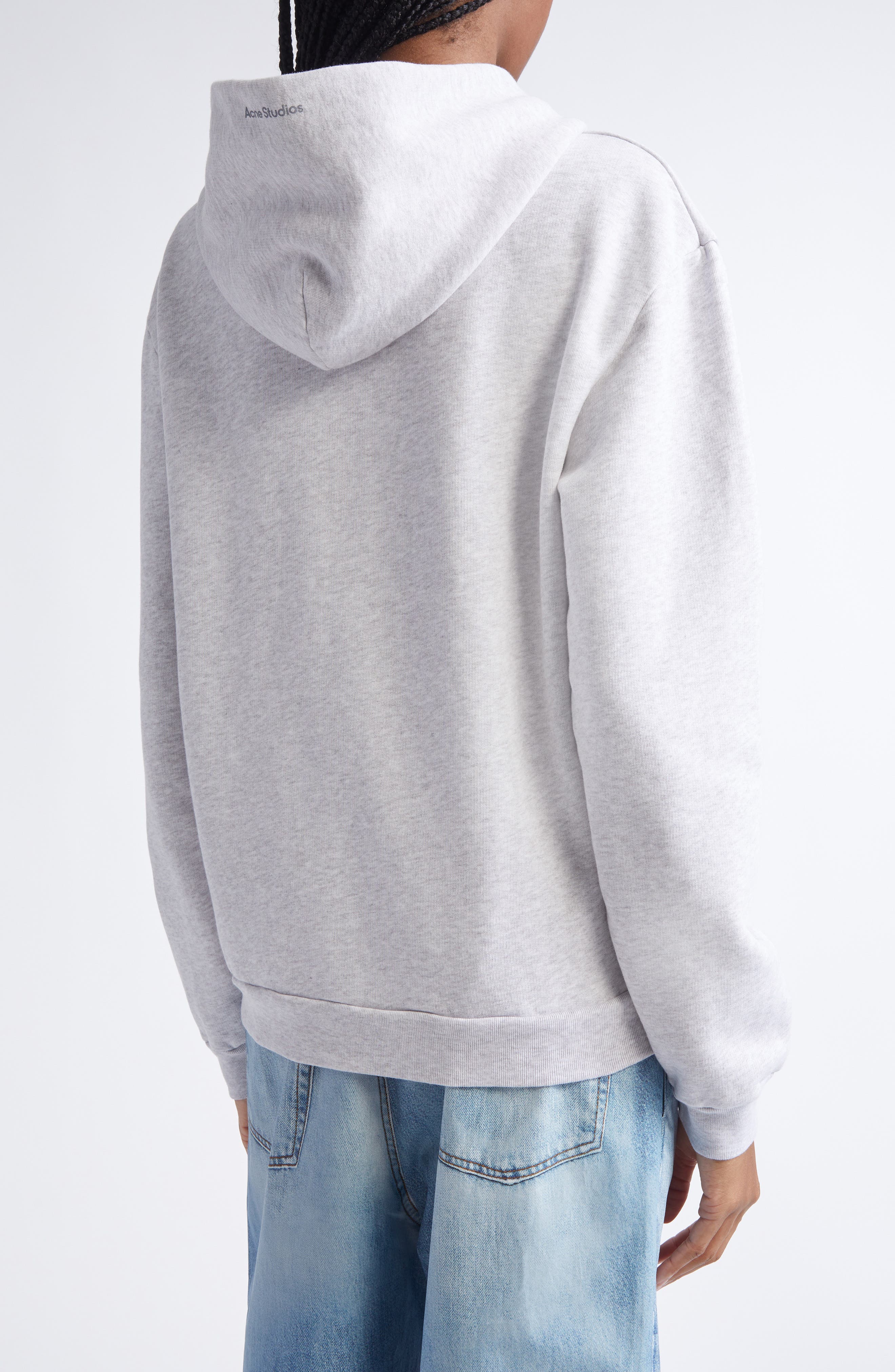 Acne Studios Fupiter Face Patch Mélange Fleece Zip Hoodie | Nordstrom