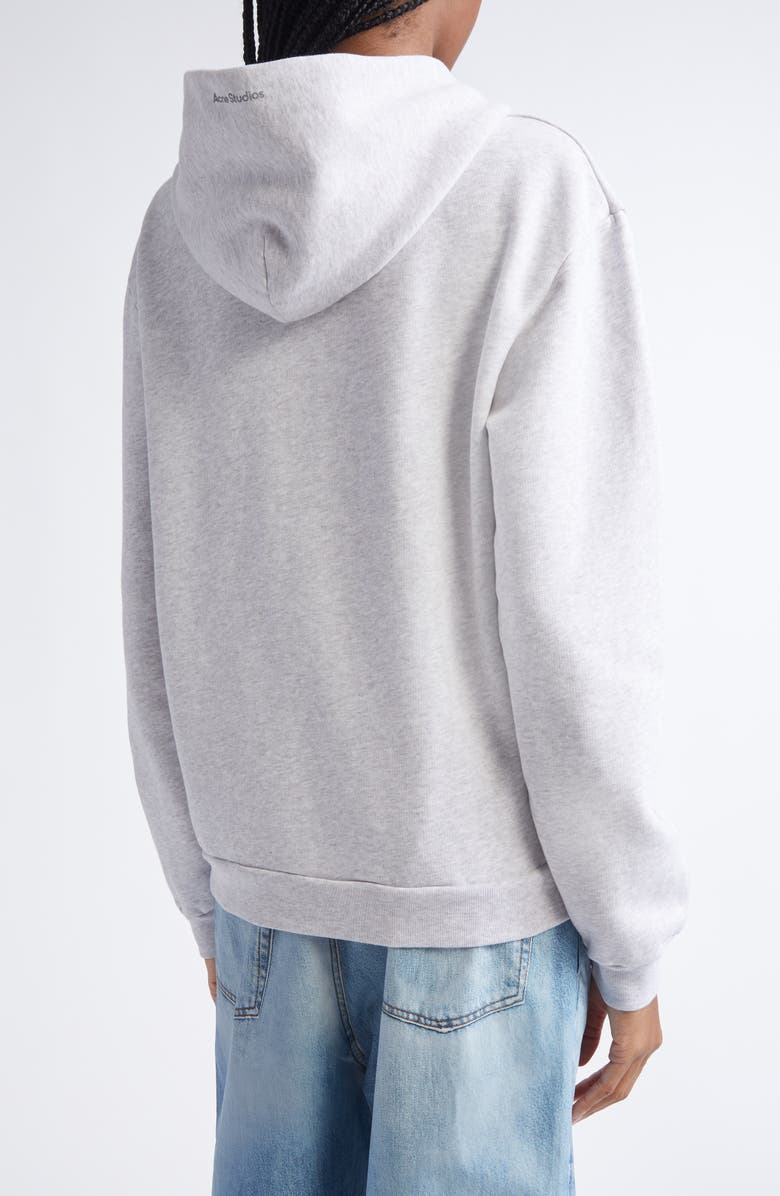 Acne Studios Fupiter Face Patch Mélange Fleece Zip Hoodie, Alternate, color, Pale Grey Melange