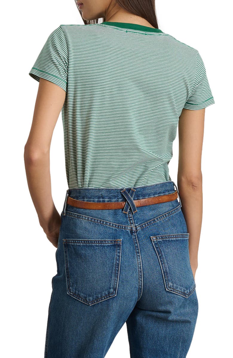 Alex Mill Prospect Stripe Stretch Cotton T-Shirt, Alternate, color, Green/ White