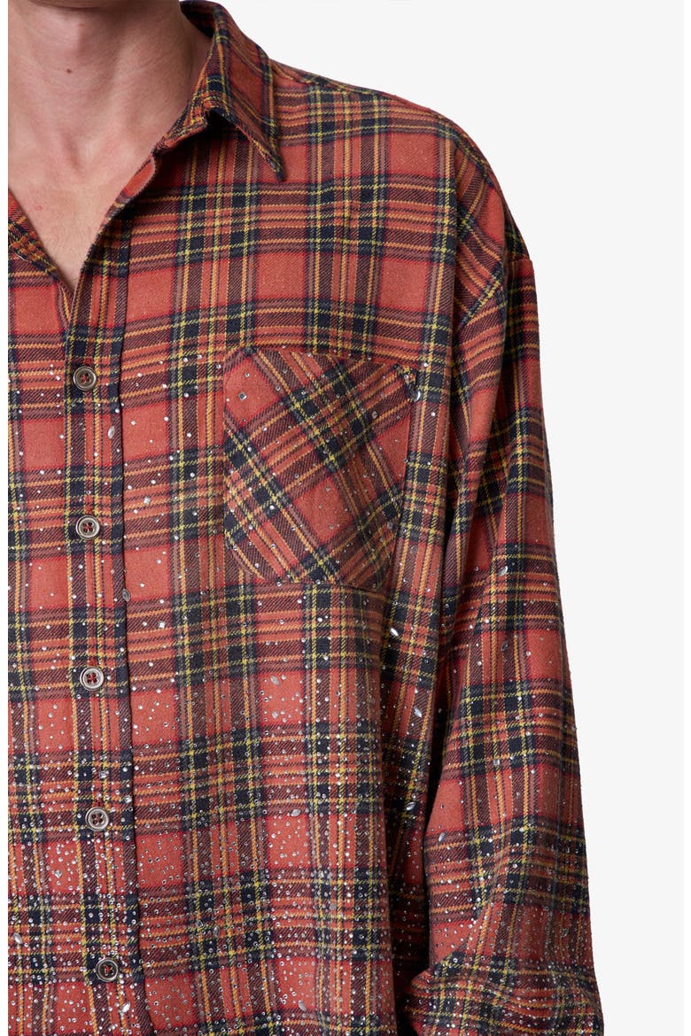 Rhinestone Flannel Button-Up Shirt, Alternate, color, RED