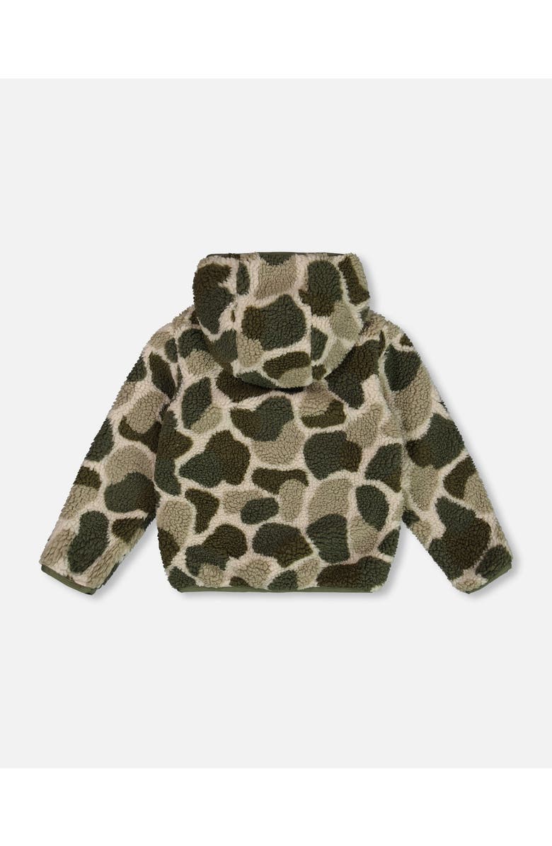 Deux par Deux Little Boy's Reversible Soft Fleece Jacket Camouflage Green, Alternate, color, 
