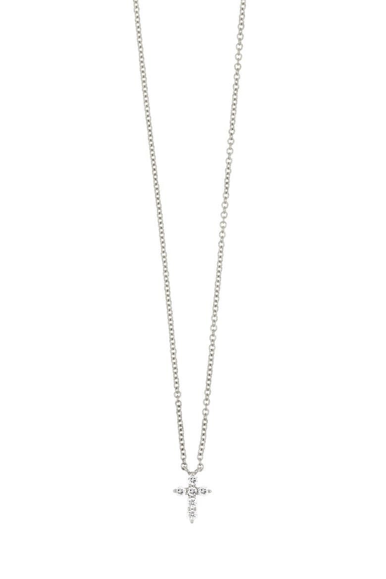 18K Gold Icons Diamond Cross Pendant Necklace (Nordstrom Exclusive), Main, color, 18K WHITE GOLD