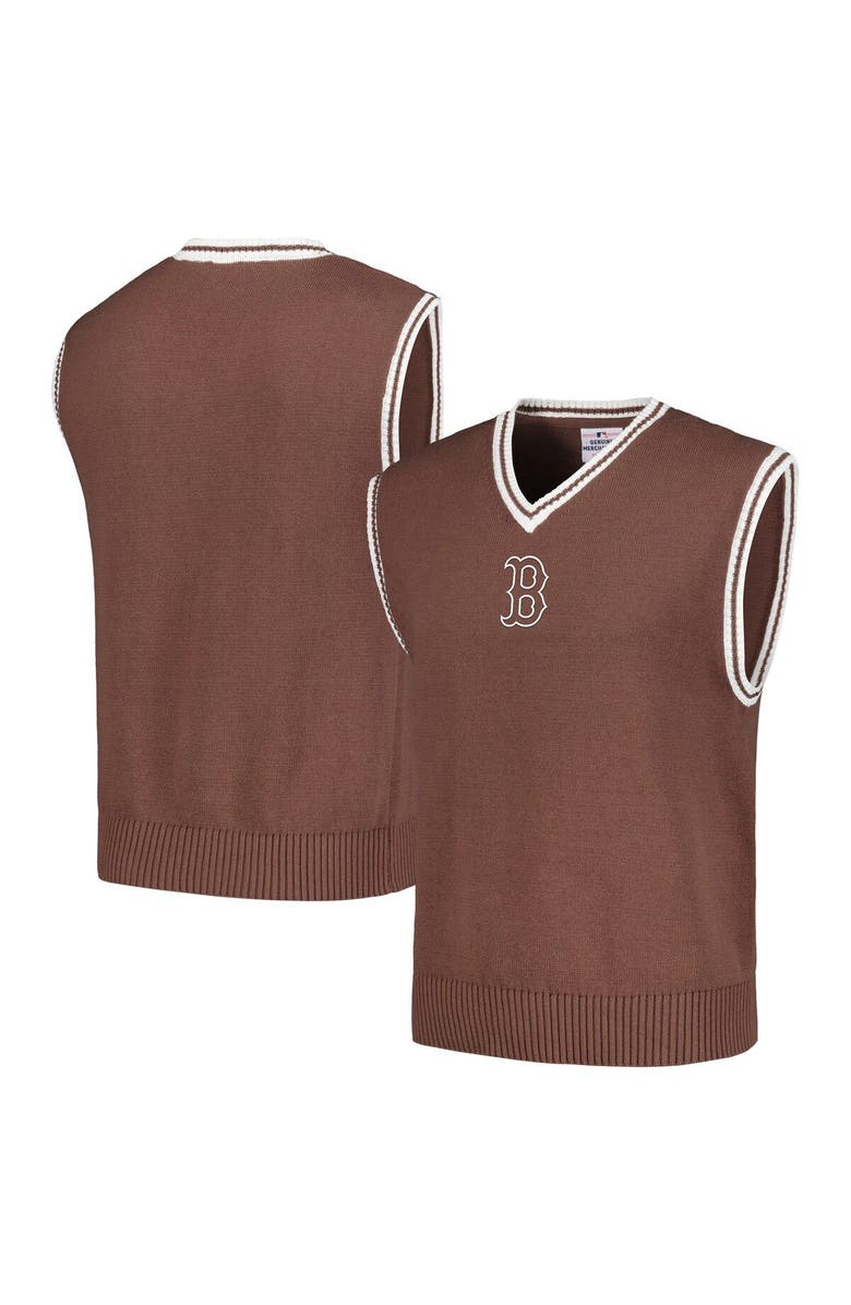 PLEASURES Men's PLEASURES  Brown Boston Red Sox Knit V-Neck Pullover Sweater Vest, Main, color, Brown
