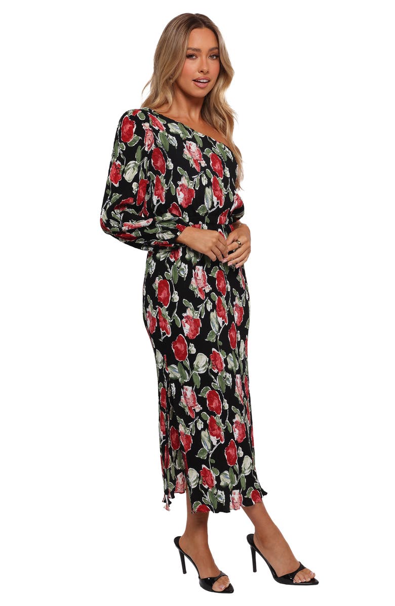 Petal & Pup Pontee Floral Plissé One-Shoulder Midi Dress, Alternate, color,