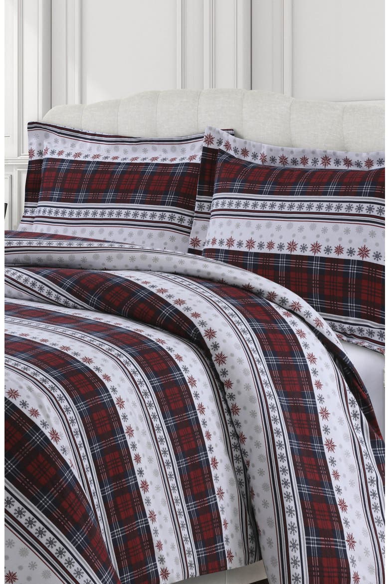 Comfy Stripe Cotton Flannel Sheet Set, Main, color, RED