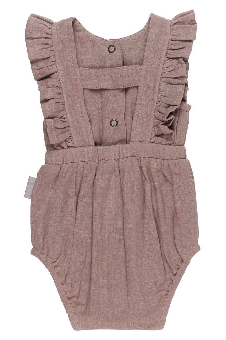 Ruffle Organic Cotton Gauze Romper, Alternate, color, ALMOND