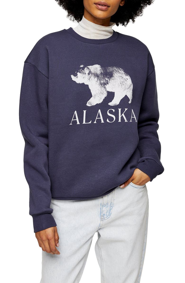 Topshop Alaska Graphic Sweatshirt, Main, color, 