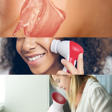 Spa Facial Care Bundle Facial Steamer, Cleansing Brush, & Gel Face Masks