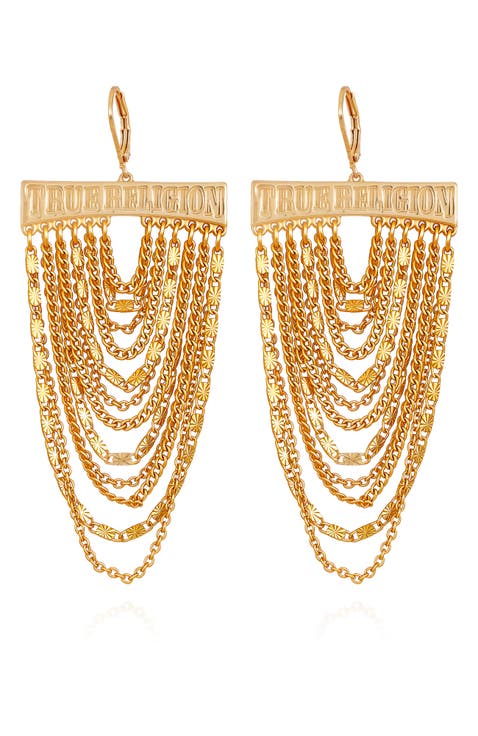 Cascading chain statement earring