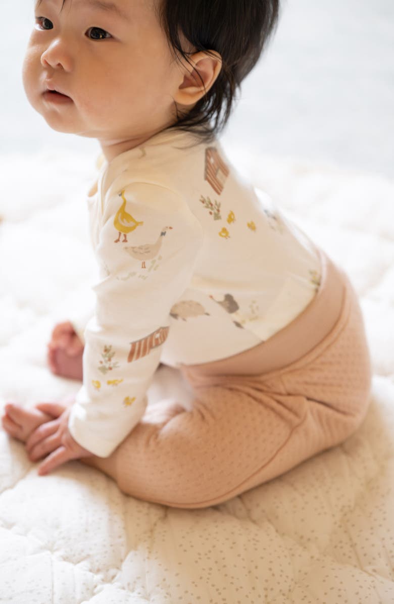 Pehr Lap Shoulder Print Long Sleeve Organic Cotton Bodysuit, Alternate, color, On The Farm