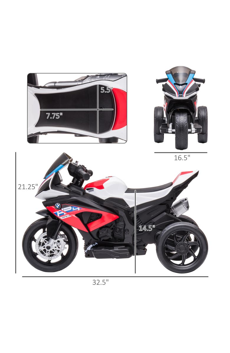 Aosom Licensed BMW HP4 Kids Electric Motorcycle, 3-Wheel, 6V, Music, Alternate, color, Red