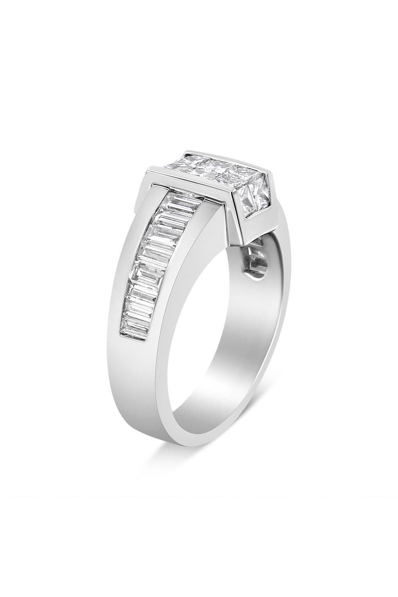14K White Gold 2 3/4 Cttw Invisible-Set Princess and Channel-Set Baguette Diamond Step Up Cocktail Ring (G-H Color, SI1-SI2 Clarity) - Ring Size 9.25, Alternate, color, White Gold