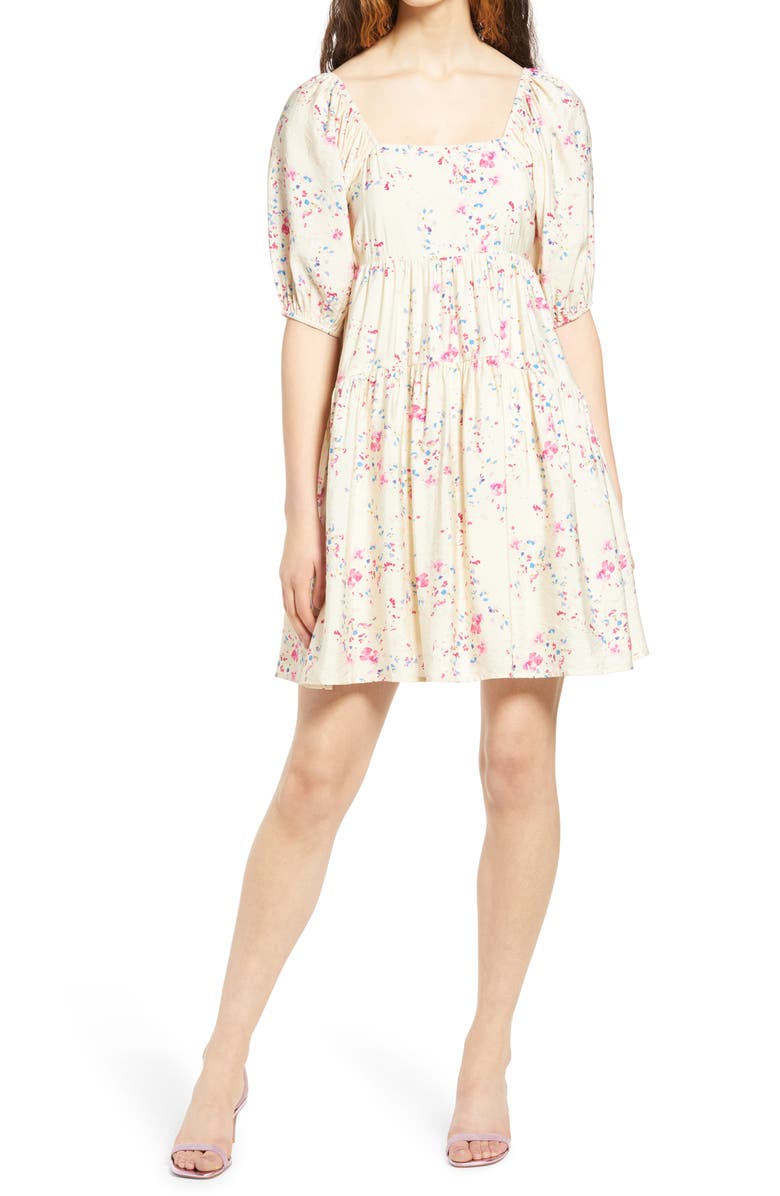 VERO MODA Floral Print Tiered Dress, Main, color, 