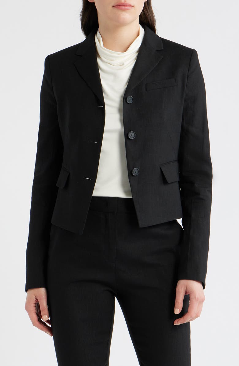 BOSS Jori Linen Blend Jacket, Main, color, Black