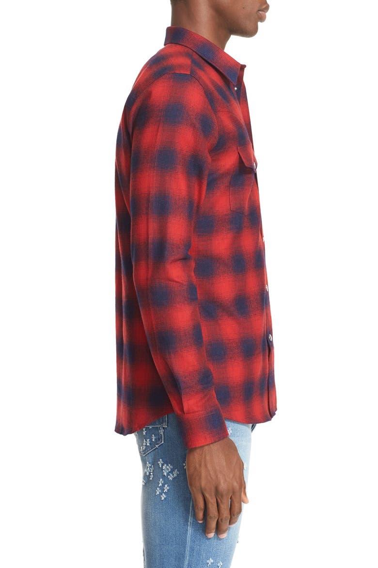 Extra Trim Fit Plaid Flannel Western Shirt, Alternate, color, RED