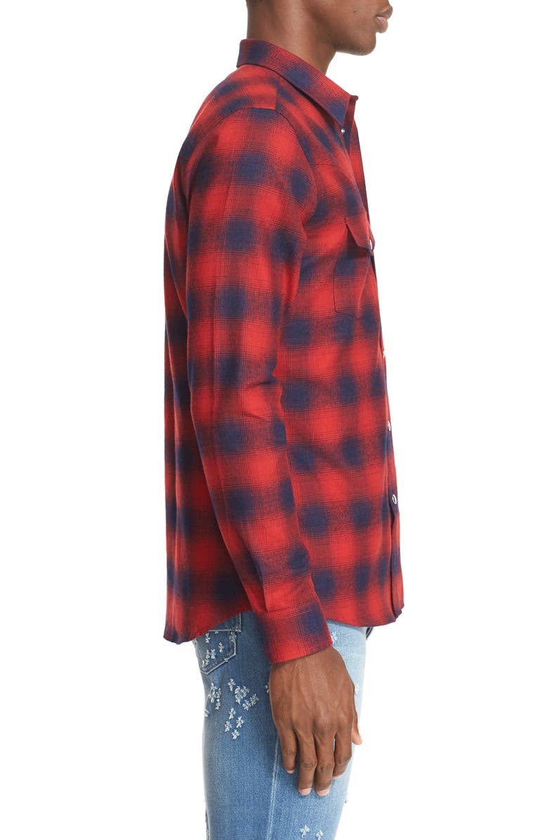 Givenchy Extra Trim Fit Plaid Flannel Western Shirt, Alternate, color,