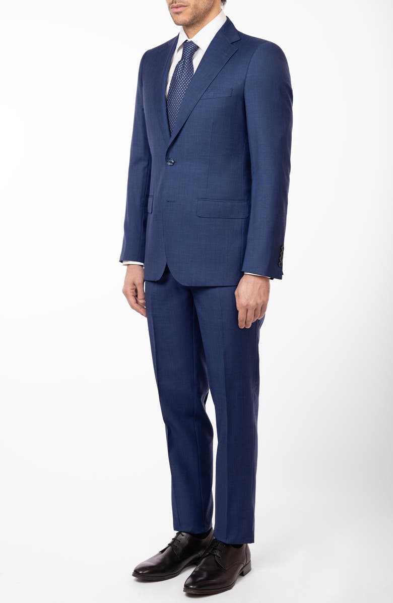 ZANETTI Matteo Slim Fit Blue Mélange Wool Suit, Alternate, color, Blue