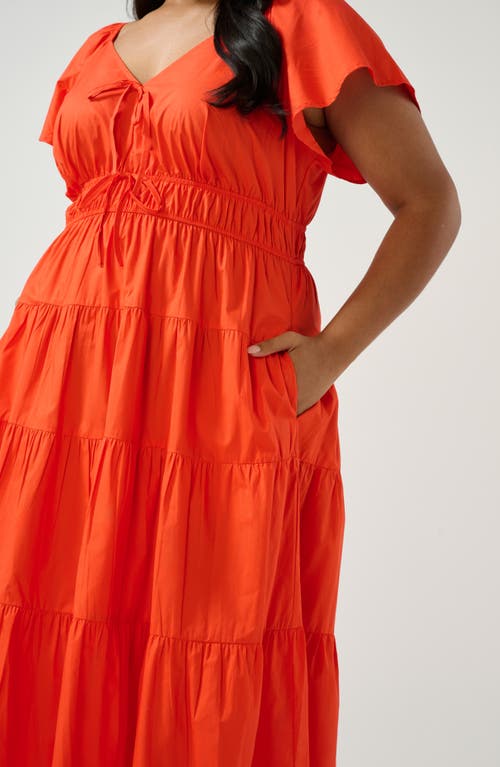 Estelle Ana Cotton Midi Dress In Tangerine