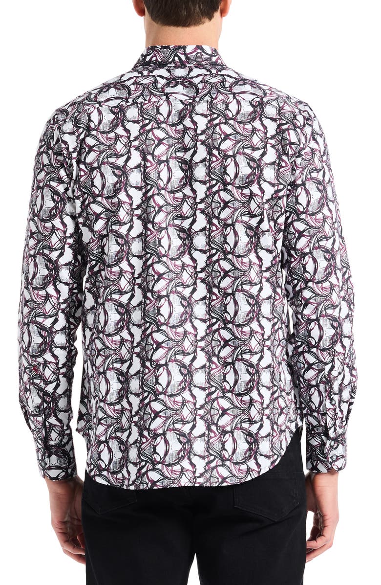 Robert Graham Gifford Cotton Button-Up Shirt, Alternate, color, Burgundy