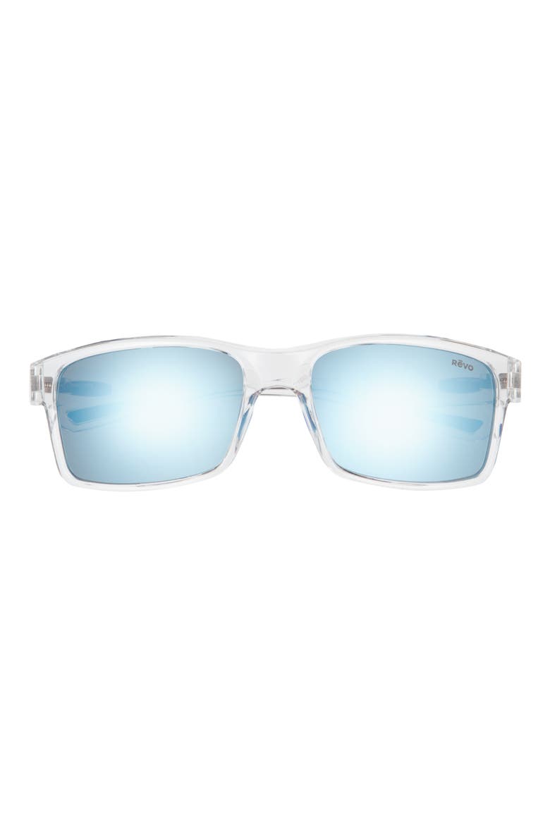Crawler 59mm Polarized Rectangular Sunglasses, Main, color, CLEAR CRYSTAL/ BLUE WATER