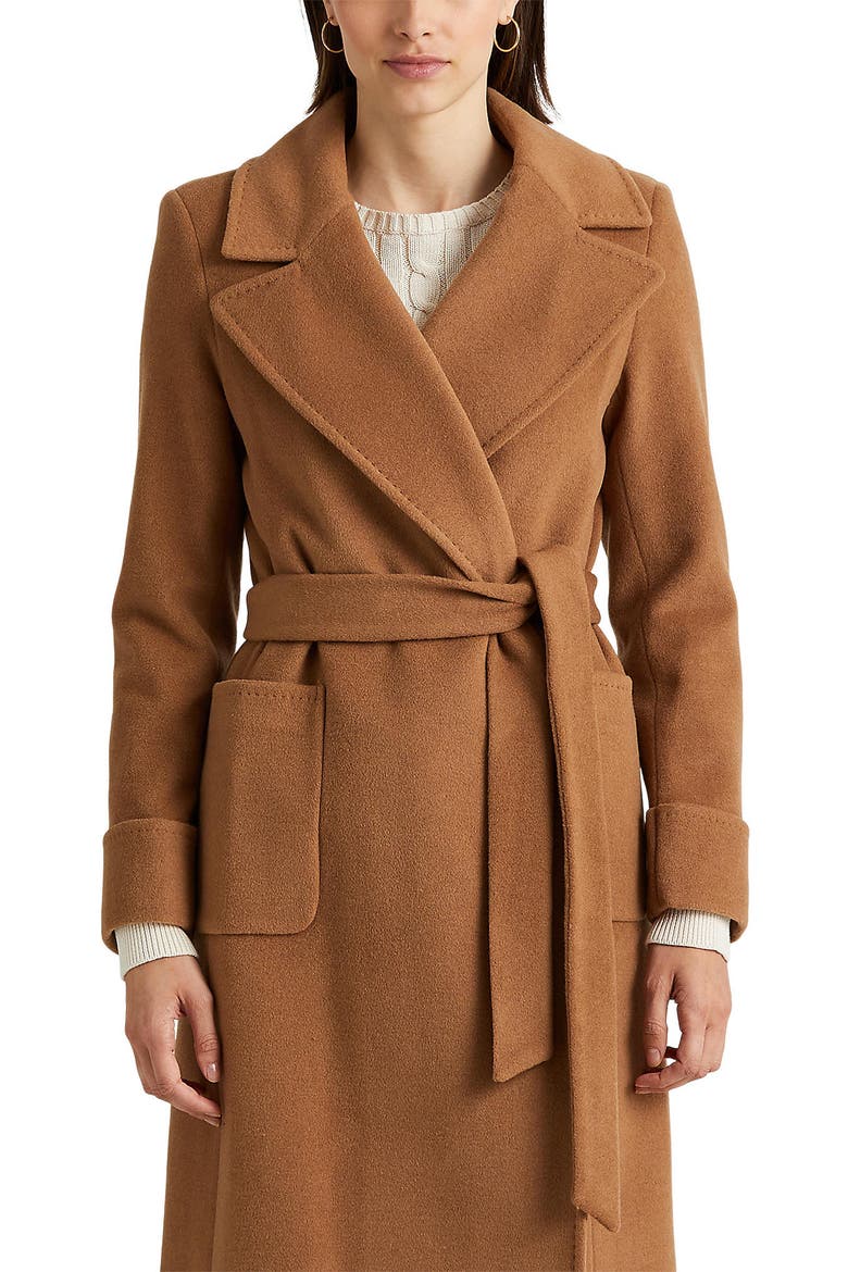 Wool Blend Wrap Coat, Alternate, color, CAMEL