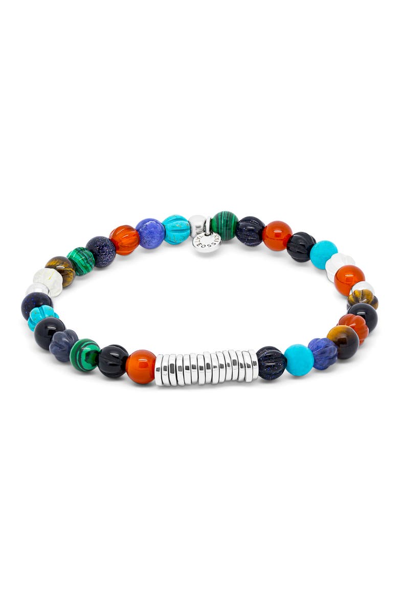 Men's Discs Beaded Stretch Bracelet, Main, color, MULTI COLOURED