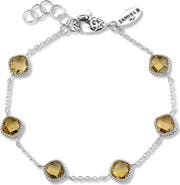 SAMUEL B. Sterling Silver Cushion Cut Semi-Precious Stone Station Bracelet