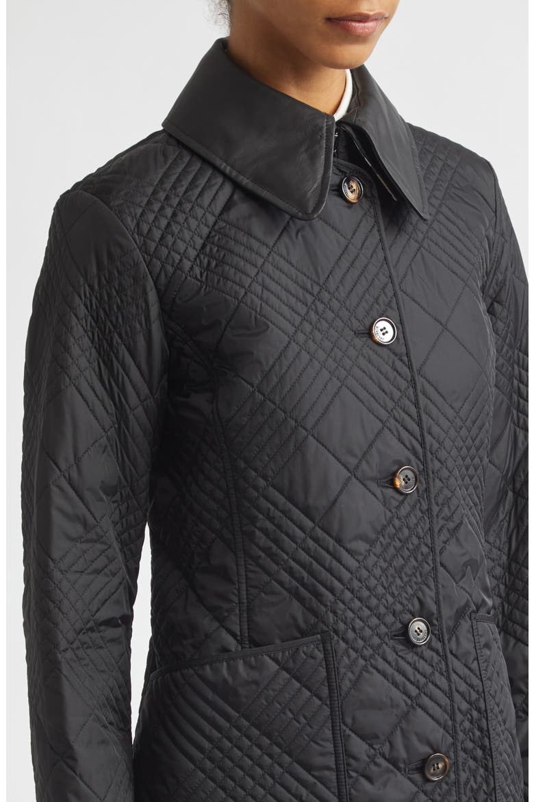 Fernleigh Quilted Jacket with Detachable Leather Collar, Alternate, color, BLACK