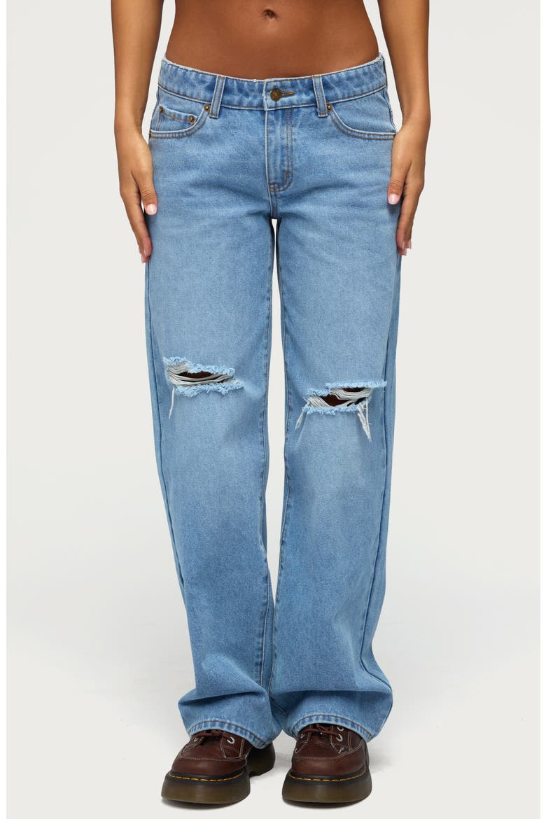 Juju Ripped Low Rise Baggy Jeans, Main, color, BLUE-WASHED